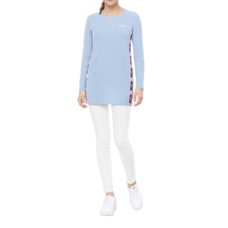 Moschino Logo Tape Long Pajama Top Light Blue