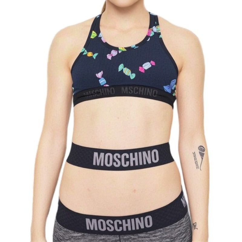 Moschino Candy Print Sports Bra Black