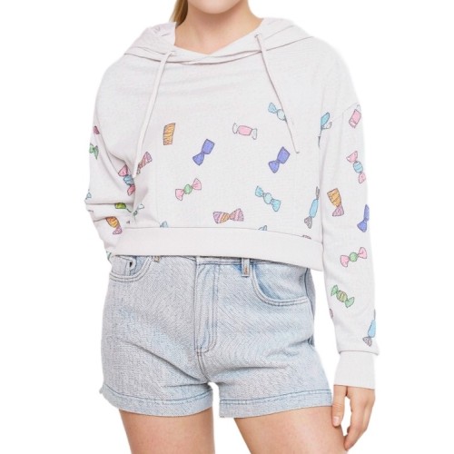 Moschino Candy Print Cropped Hoodie Multi White