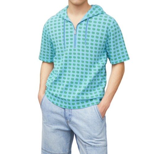 Moschino Green Pattern Hooded T-shirt