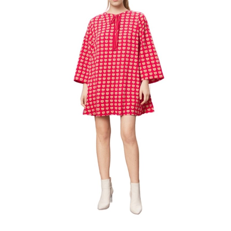 Moschino Apple Print Mini Dress Pink