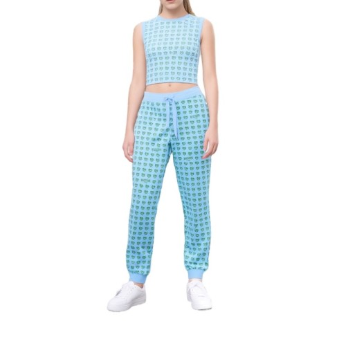 Moschino Frog Print Crop Top Set Blue