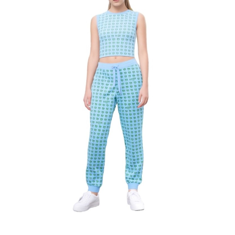 Moschino Frog Print Crop Top Set Blue