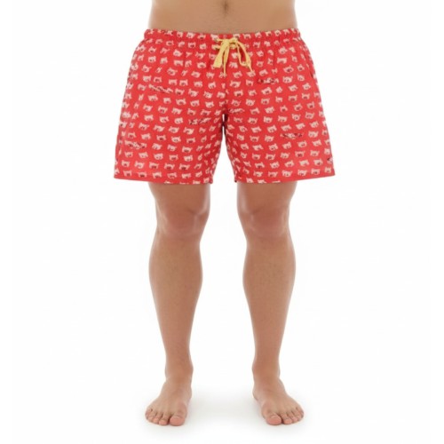 Moschino Red Elephant Print Swim Shorts