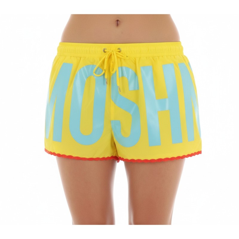 Moschino Logo Print Swim Shorts Yellow