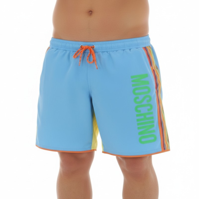 Moschino Blue Rainbow Stripe Swim Shorts