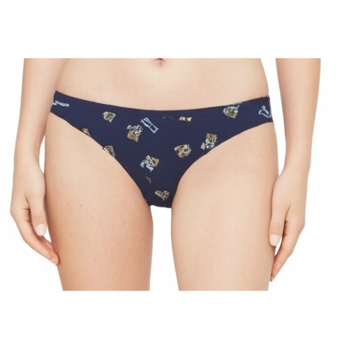 Moschino Navy Logo Print Thong
