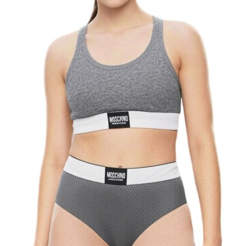Moschino Grey Contrast Waistband Bra Set