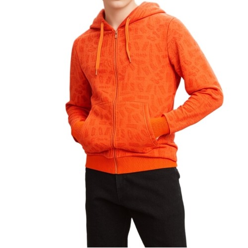 Moschino Orange Zip-Up Hoodie Sweatshirt
