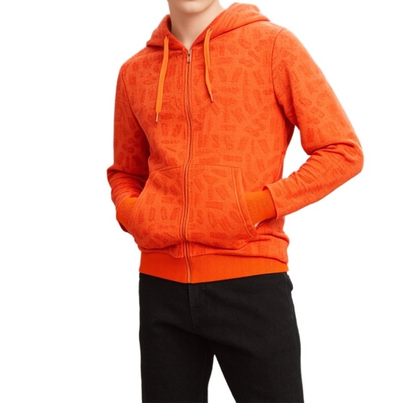 Moschino Orange Zip-Up Hoodie Sweatshirt