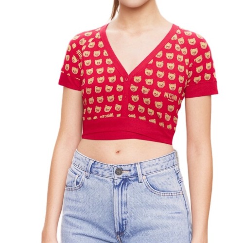 Moschino Teddy Bear Crop Sweatshirt Red
