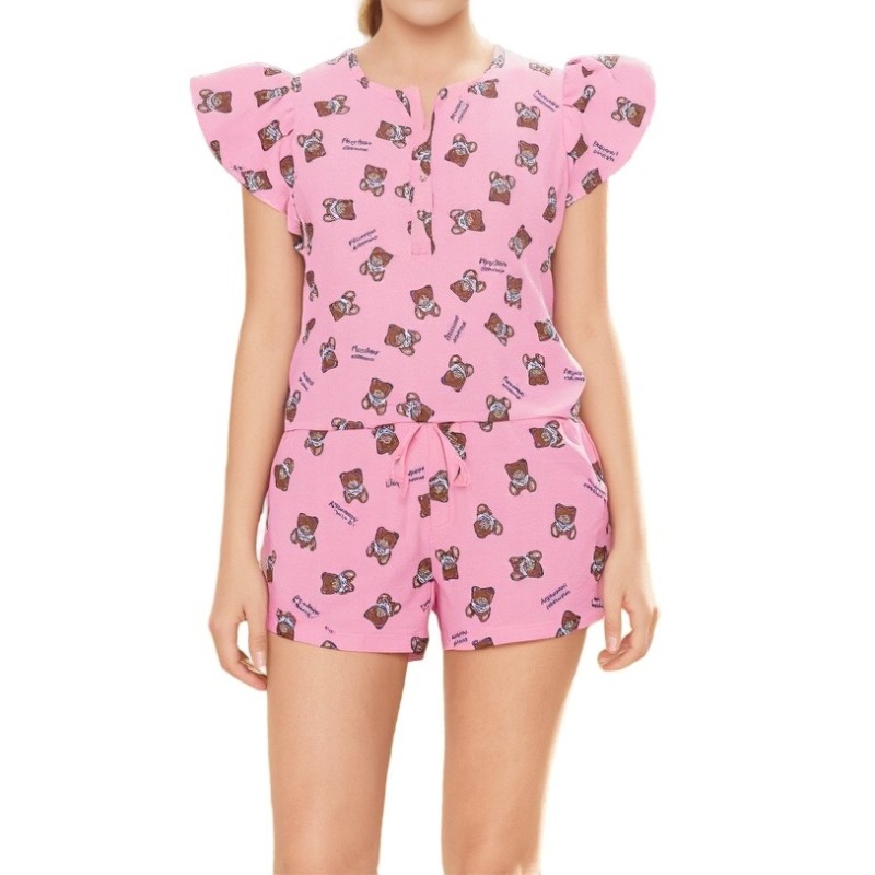 Moschino Teddy Bear Print Pajama Set Pink