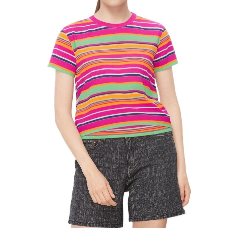 Moschino Rainbow Striped Cotton T-shirt Multicolor
