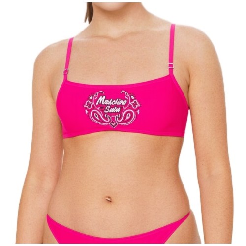 Moschino Swim Logo Bikini Top Pink