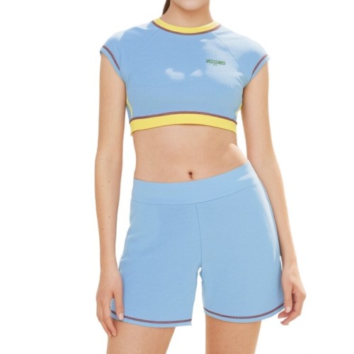 Moschino Cloud Print Crop Top Blue