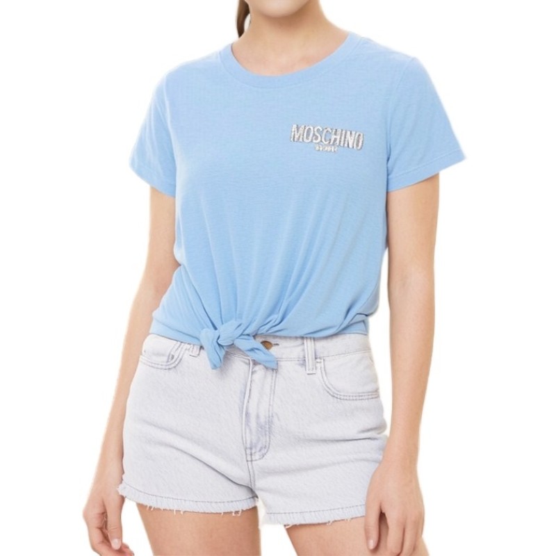Moschino Embroidered Logo T-shirt Light Blue