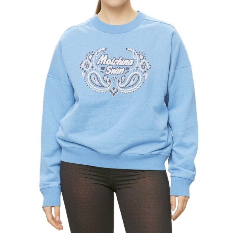Moschino Paisley Logo Crewneck Sweatshirt Blue
