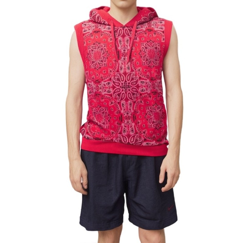 Moschino Bandana Print Sleeveless Hoodie Red