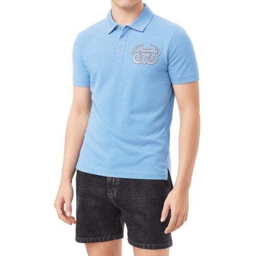 Moschino Embroidered Logo Polo Shirt Light Blue