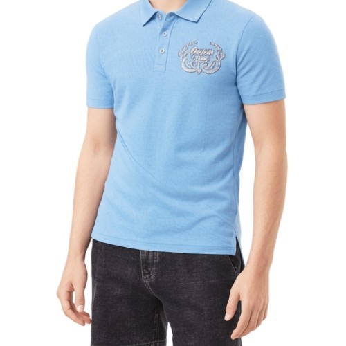 Moschino Embroidered Logo Polo Shirt Light Blue