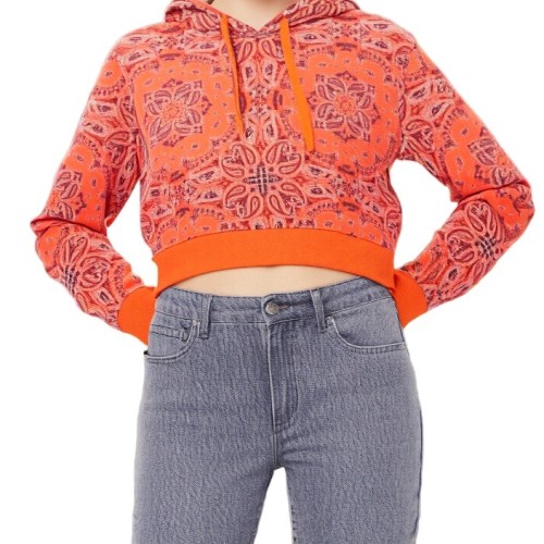 Moschino Bandana Print Cropped Hoodie Orange