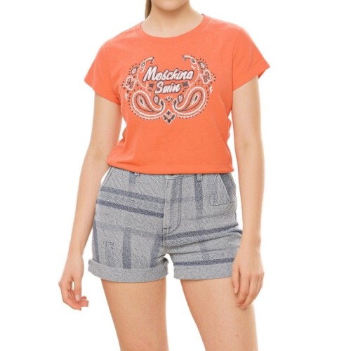 Moschino Paisley Logo T-shirt Orange