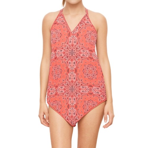 Moschino Coral Paisley Halter Swimsuit