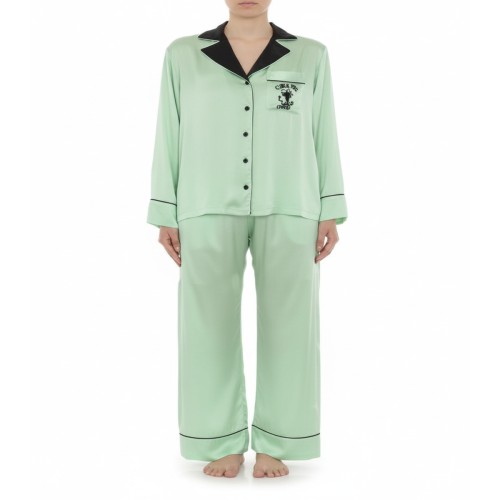 Moschino Green Black Trim Pajama Set