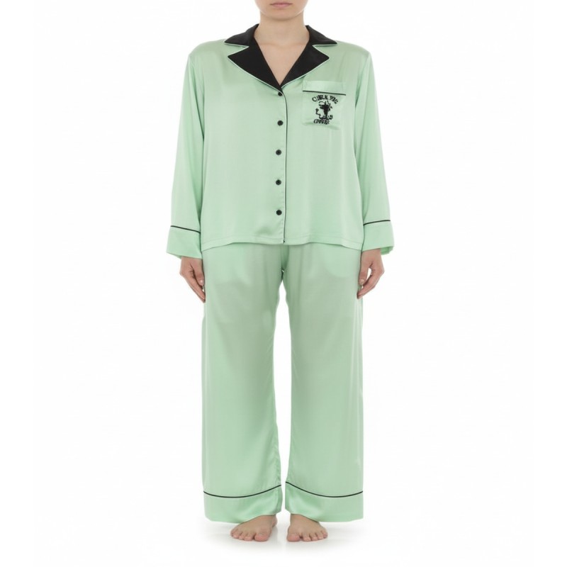 Moschino Green Black Trim Pajama Set