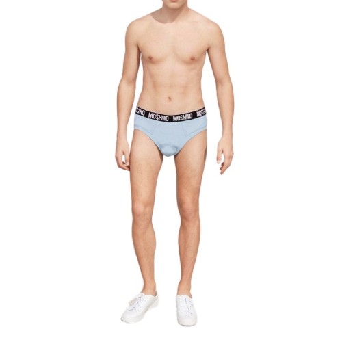 Moschino Logo Band Cotton Briefs Light Blue