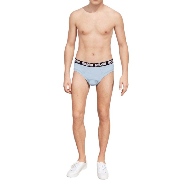 Moschino Logo Band Cotton Briefs Light Blue