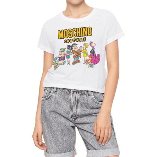 Moschino Flintstones Cartoon Print T-Shirt White