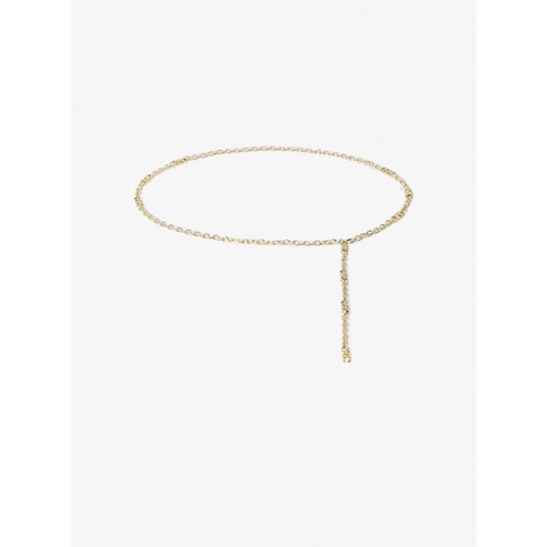 Michael Kors Pavé Logo Chain Belt Silver