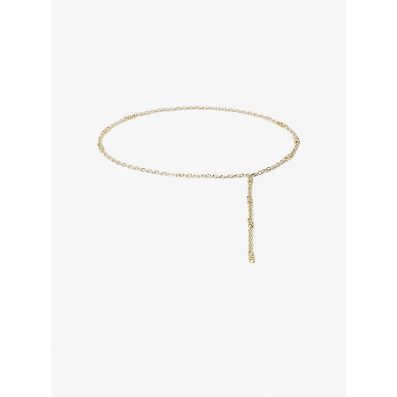 Michael Kors Pavé Logo Chain Belt Silver