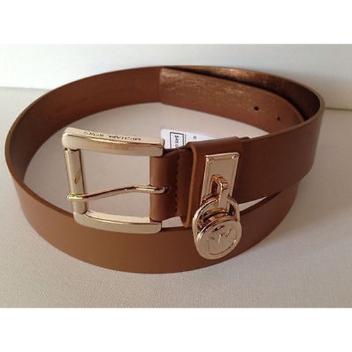 Michael Kors Hamilton Padlock Leather Belt Brown