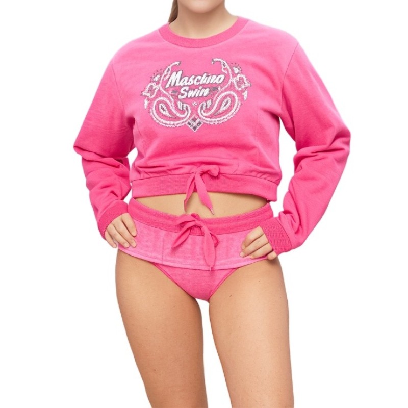 Moschino Swim Cropped Pink Sweatshirt