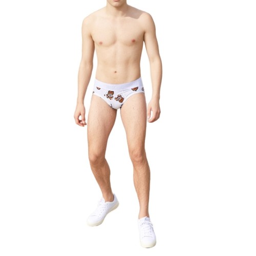 Moschino Bear Print Cotton Briefs White