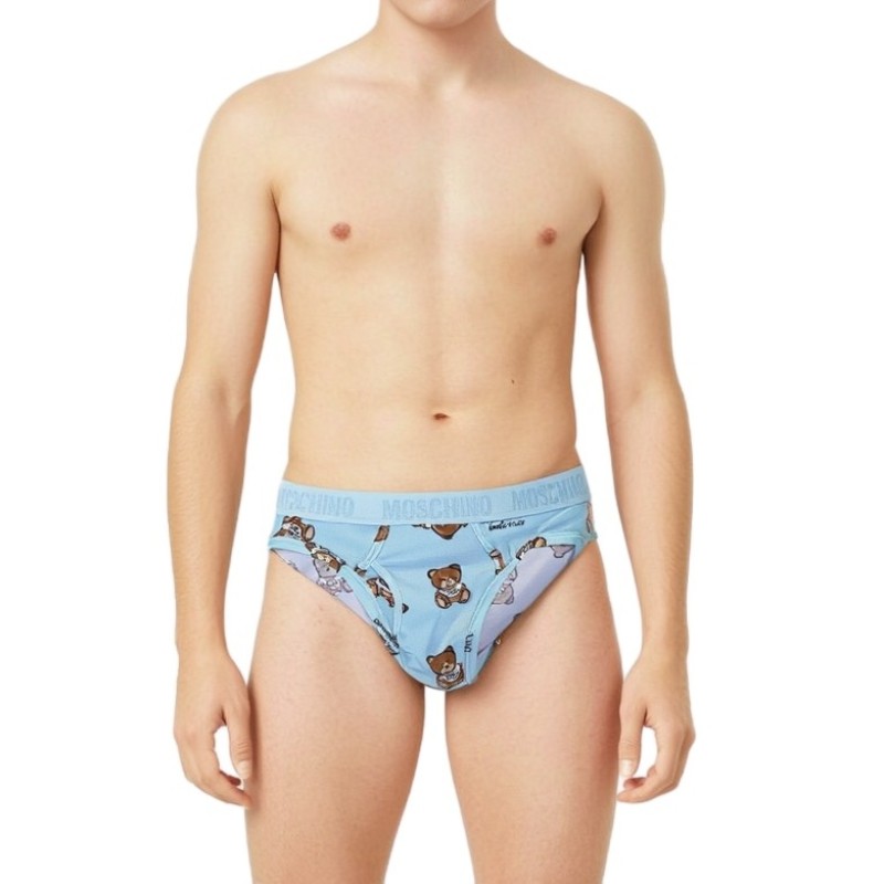 Moschino Teddy Bear Print Brief Light Blue