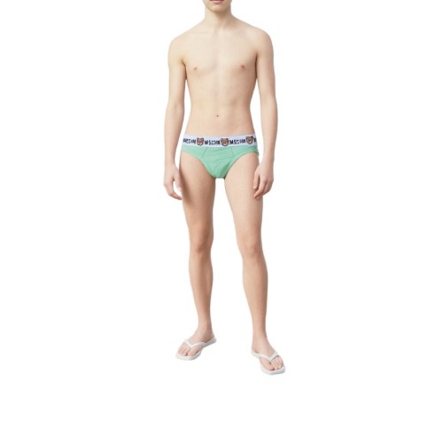 Moschino Logo Waistband Cotton Briefs Green
