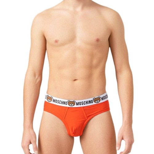 Moschino Bear Logo Cotton Briefs Orange