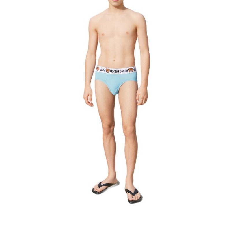 Moschino Logo Waistband Brief Light Blue