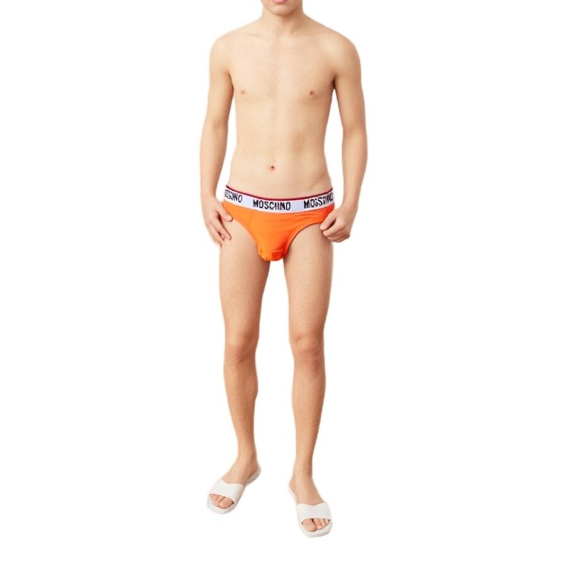 Moschino Logo Waistband Briefs Orange
