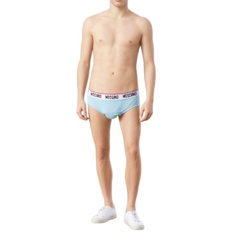 Moschino Cotton Logo Band Briefs Light Blue