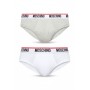 Moschino Logo Waistband Brief 2-Pack Grey White