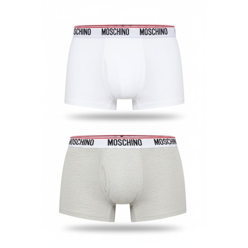 Moschino Logo Band Boxer Briefs White Grey