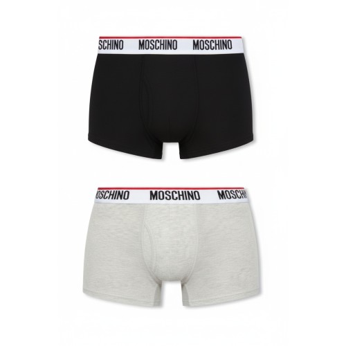 Moschino Logo Waistband Boxer Briefs Black Grey