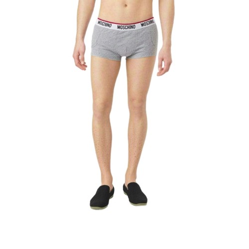 Moschino Logo Waistband Cotton Trunks Grey