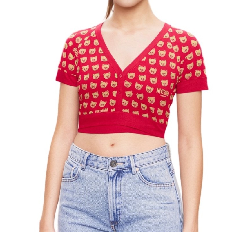 Moschino Teddy Bear Crop Sweatshirt Red