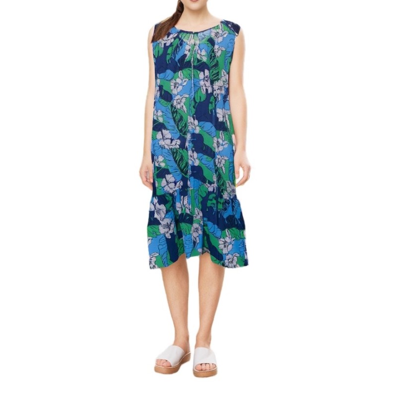 Moschino Tropical Floral Midi Dress Blue
