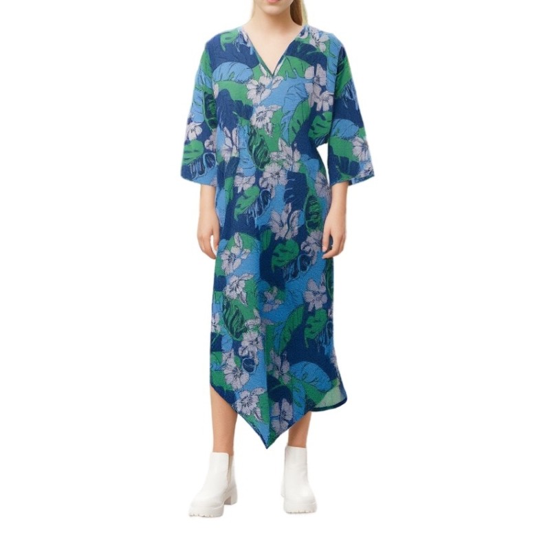 Moschino Tropical Print Midi Dress Blue